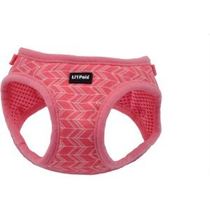 Li'l Pals Canvas Step In Back Clip Dog Harness, Pink Tribal Chevron, 8 to 10-in chest