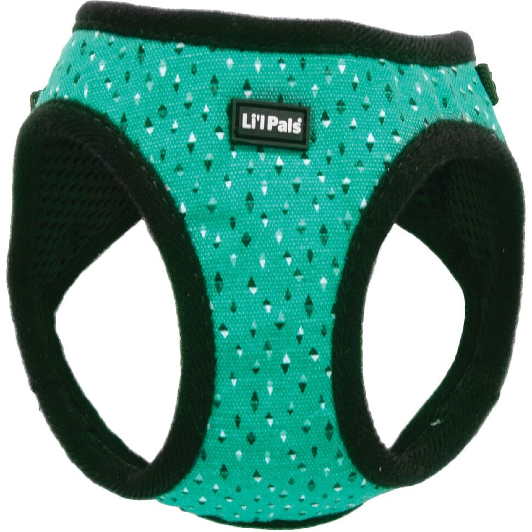 Li'l Pals Canvas Step In Back Clip Dog Harness, Teal & Grey Diamonds, 10 to 12-in chest