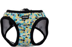 Li'l Pals Canvas Step In Back Clip Dog Harness, Teal/Yellow/Grey Stained Glass, 10 to 12-in chest