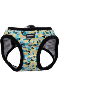 Li'l Pals Canvas Step In Back Clip Dog Harness, Teal/Yellow/Grey Stained Glass, 8 to 10-in chest
