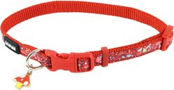 Li'l Pals Charming Ribbon Overlay Nylon Standard Dog Collar, Li'l Mushrooms, Petite X-Small: 6 to 8-in neck, 3/8-in wide