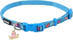 Li'l Pals Charming Ribbon Overlay Nylon Standard Dog Collar, Li'l Sea Creatures, Petite X-Small: 6 to 8-in neck, 3/8-in wide