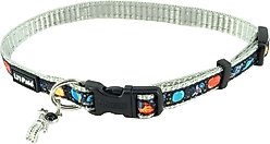 Li'l Pals Charming Ribbon Overlay Nylon Standard Dog Collar, Li'l Space Explorers, Petite X-Small: 6 to 8-in neck, 3/8-in wide