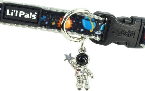 Show full view: Li'l Pals Charming Ribbon Overlay Nylon Standard Dog Collar, Li'l Space Explorers, Petite X-Small: 6 to 8-in neck, 3/8-in wide slide 2 of 3