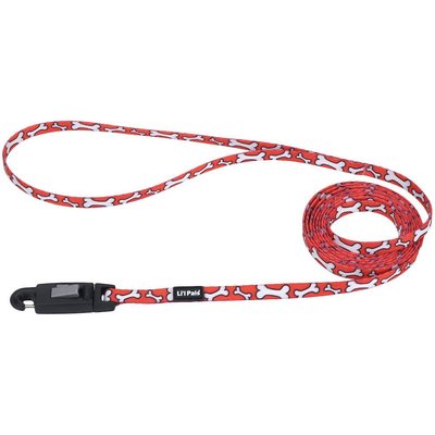 Li'l Pals Li'l Pals E-Z Snap Patterned Dog Leash, Red & White Bones, 6-ft long, 3/8-in wide