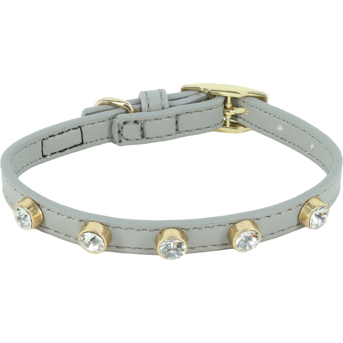 Li'l Pals Jeweled Nylon Standard Dog Collar, Grey, Petite Small: 8 to 10-in neck, 3/8-in wide