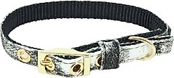Li'l Pals Marbled Canvas Overlay Nylon Standard Dog Collar, Black, Petite Small: 8 to 10-in neck, 3/8-in wide