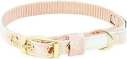 Li'l Pals Marbled Canvas Overlay Nylon Standard Dog Collar, Pink, Petite Small: 8 to 10-in neck, 3/8-in wide