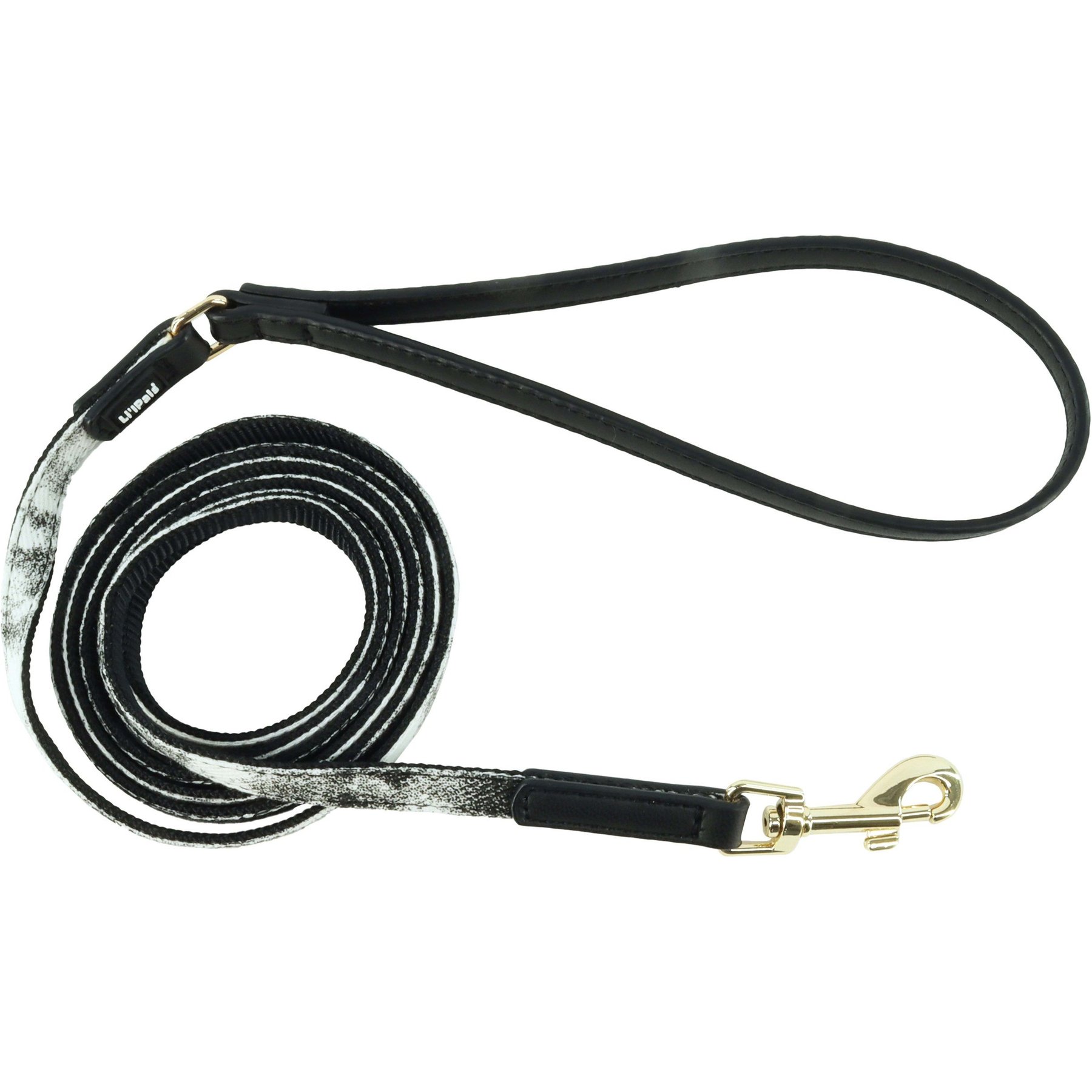 Li'l Pals Marbled Canvas Overlay Standard Dog Leash, Petite: 6-ft long, 3/8-in wide, Black