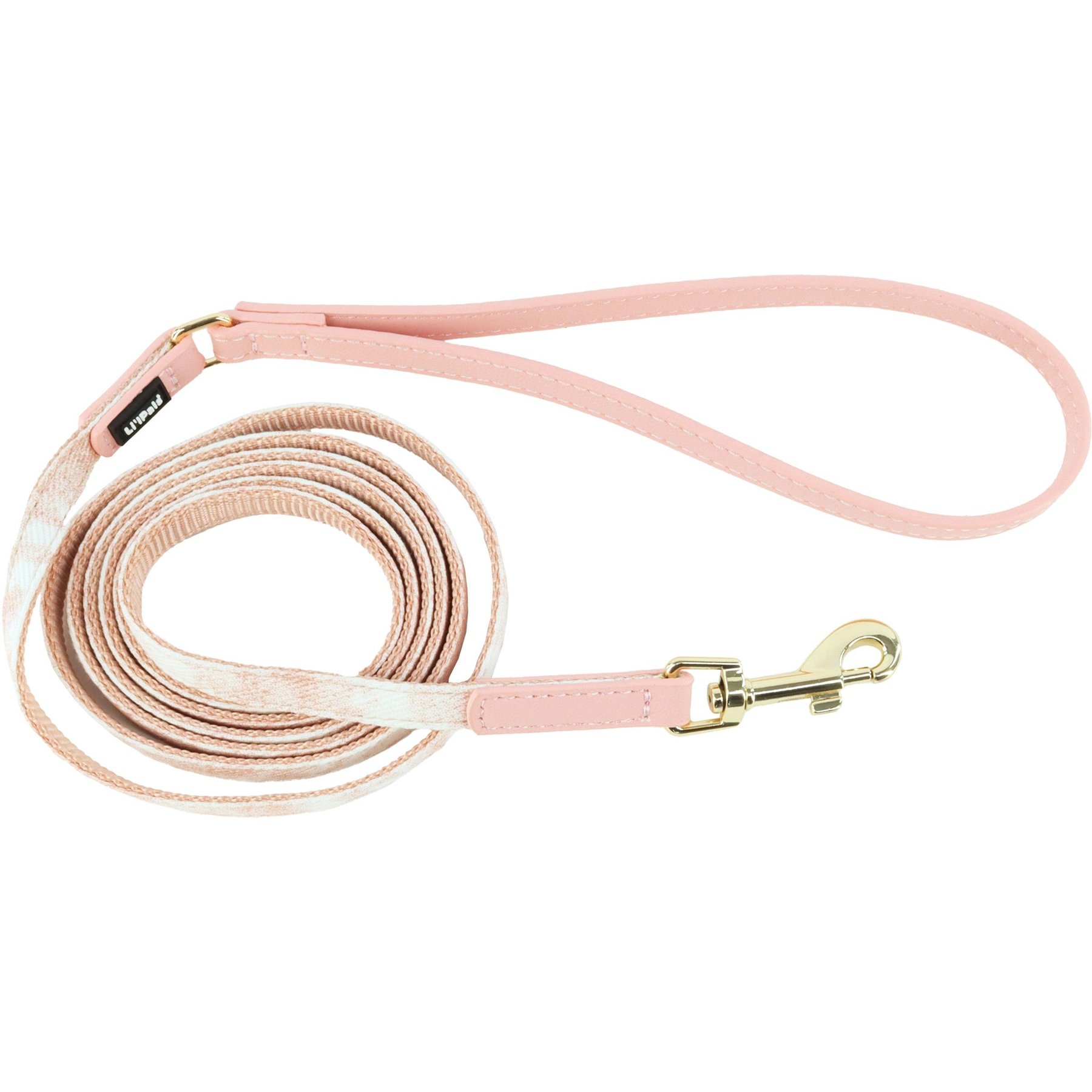 Li'l Pals Marbled Canvas Overlay Standard Dog Leash, Petite: 6-ft long, 3/8-in wide, Pink