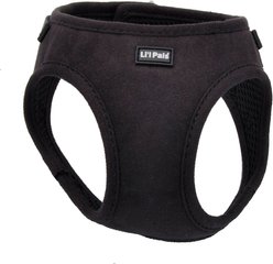 Li'l Pals Microfiber Step In Back Clip Dog Harness, Black, 10 to 12-in chest