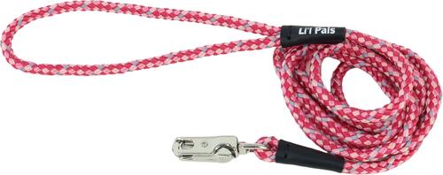 Show full view: Li'l Pals Reflective Tri-Color Rope Dog Leash, Small: 6-ft long, 1/4-in wide, Pink slide 1 of 1