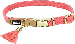 Li'l Pals Woven Nylon Standard Dog Collar with Tassel, Pink, Petite Small: 8 to 12-in neck, 3/8-in wide