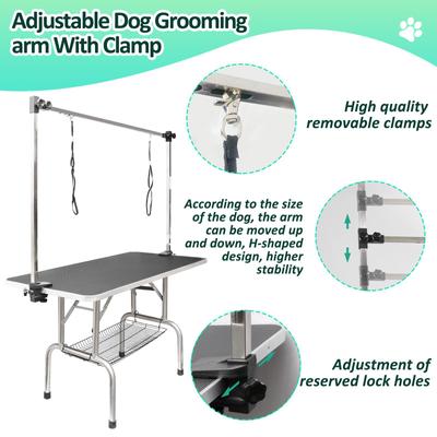 Show full view: Lil' Paw Stainless Steel Dog Grooming Table with Adjustable Arm & Clamp, Black, 36-in slide 5 of 8