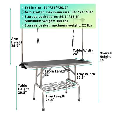 Show full view: Lil' Paw Stainless Steel Dog Grooming Table with Adjustable Arm & Clamp, Black, 36-in slide 2 of 8