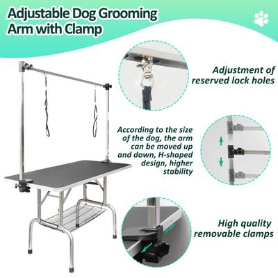 Show full view: Lil' Paw Stainless Steel Dog Grooming Table with Adjustable Arm & Clamp, Black, 46-in slide 5 of 8