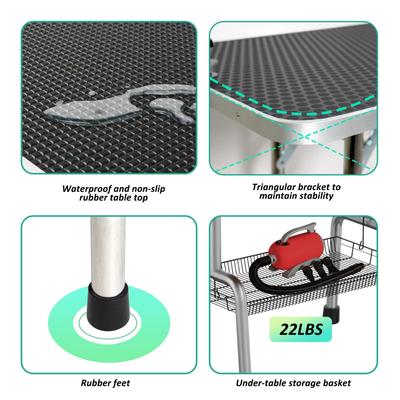 Show full view: Lil' Paw Stainless Steel Dog Grooming Table with Adjustable Arm & Clamp, Black, 46-in slide 3 of 8