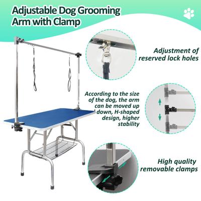 Show full view: Lil' Paw Stainless Steel Dog Grooming Table with Adjustable Arm & Clamp, Blue, 46-in slide 6 of 9