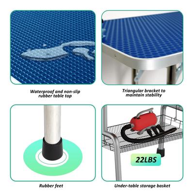 Show full view: Lil' Paw Stainless Steel Dog Grooming Table with Adjustable Arm & Clamp, Blue, 46-in slide 4 of 9