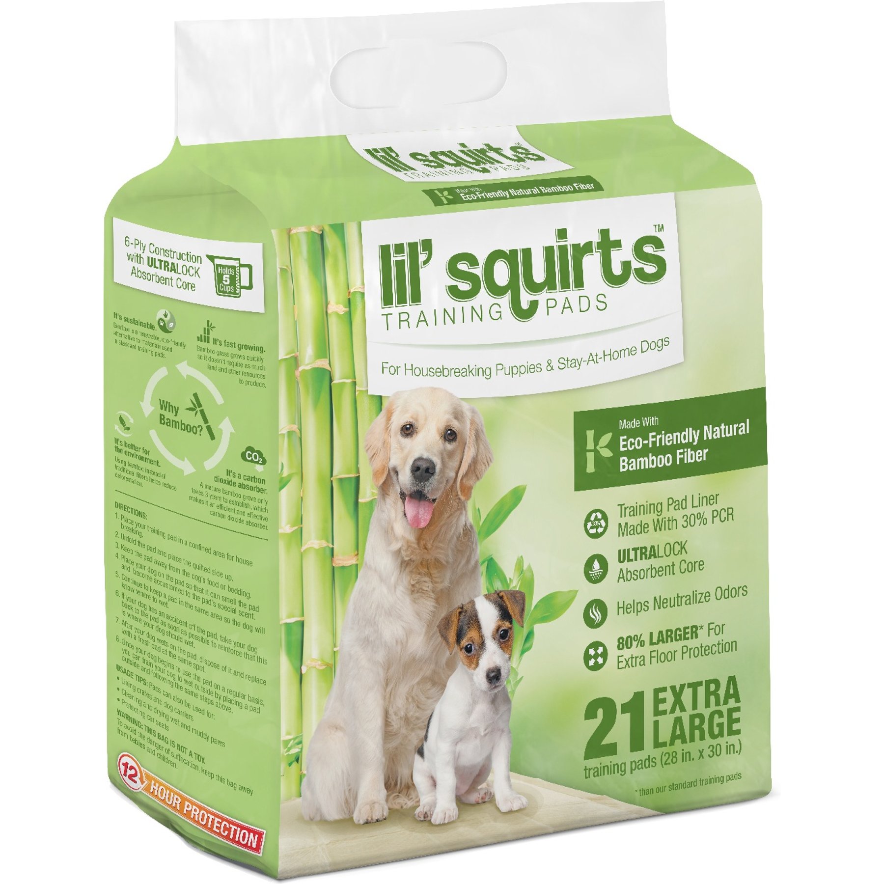 Lil' Squirts Bamboo Training Pads, X-Large, 21 count
