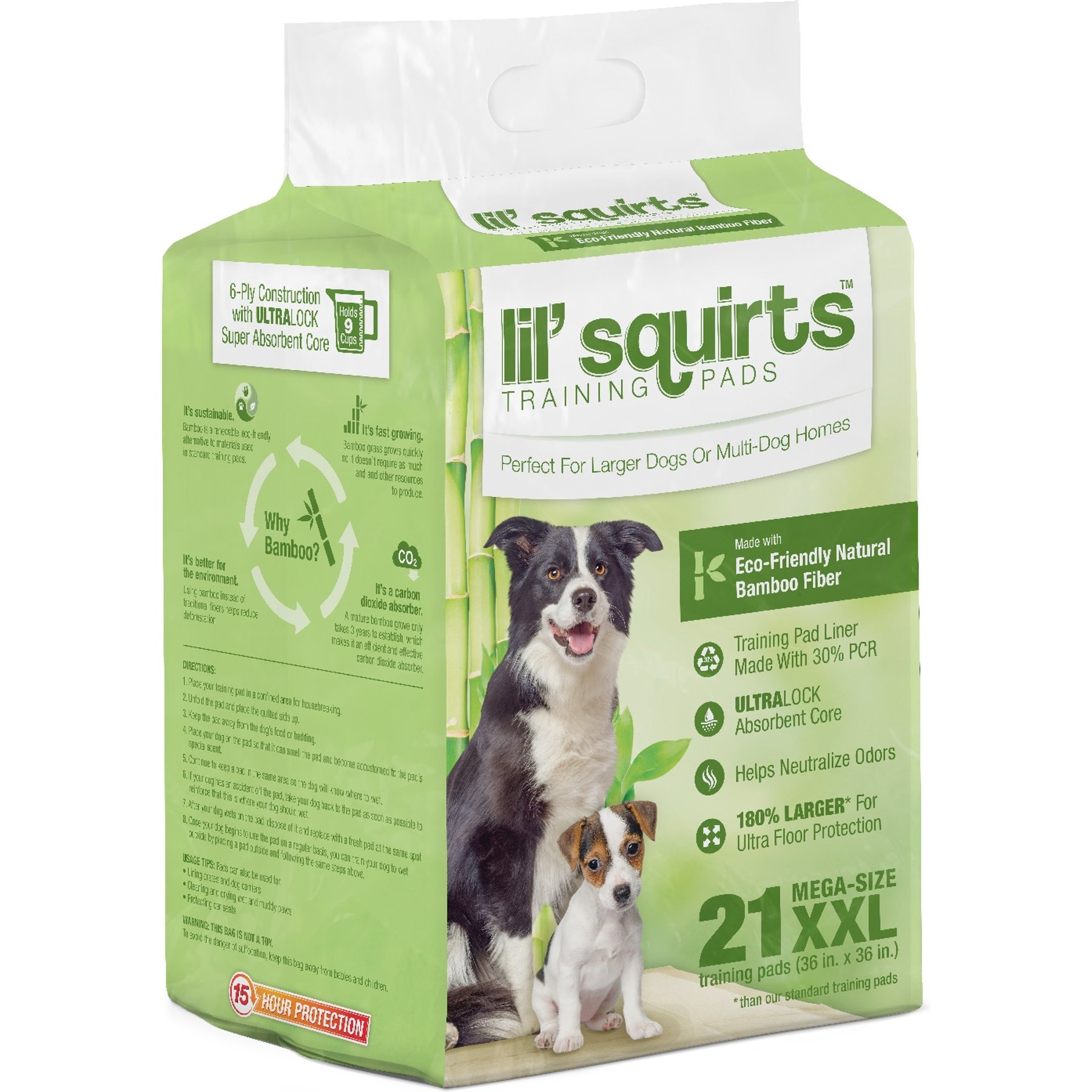 Lil' Squirts Bamboo Training Pads, XX-Large, 21 count
