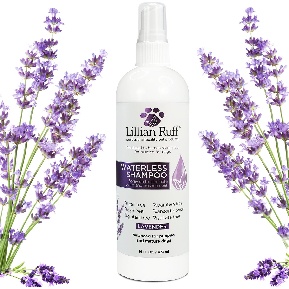Lillian Ruff Waterless Lavender Dog & Cat Shampoo, 16-fl oz bottle