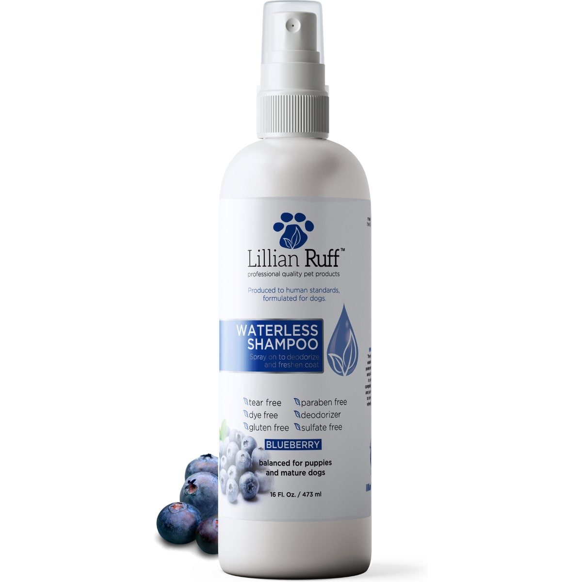 Lillian Ruff Waterless Pet Shampoo, Blueberry, 16-fl oz bottle