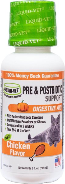 Liquid-Vet Feline Pre & PostBiotic Support Chicken Flavor Cat Digestive Aid, 8-fl oz bottle