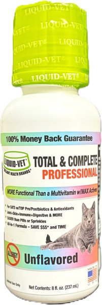 Liquid-Vet Feline Total & Complete Unflavored Liquid Multi-Supplement for Cats, 8-fl oz bottle