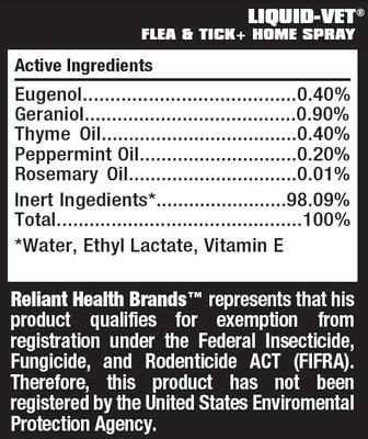 Show full view: Liquid-Vet Flea & Tick+ Home Spray for Dog & Cats, 16-fl oz bottle slide 2 of 3