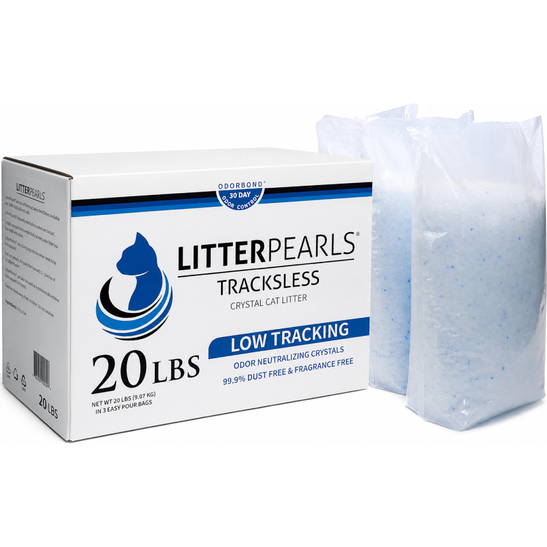 Litter Pearls Tracksless Unscented Non-Clumping Crystal Cat Litter, 20-lb box