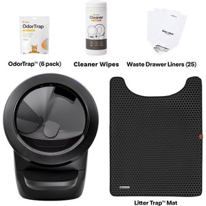 Litter-Robot 4 with Step & Core Accessories Kit Cat Litter Box, Black