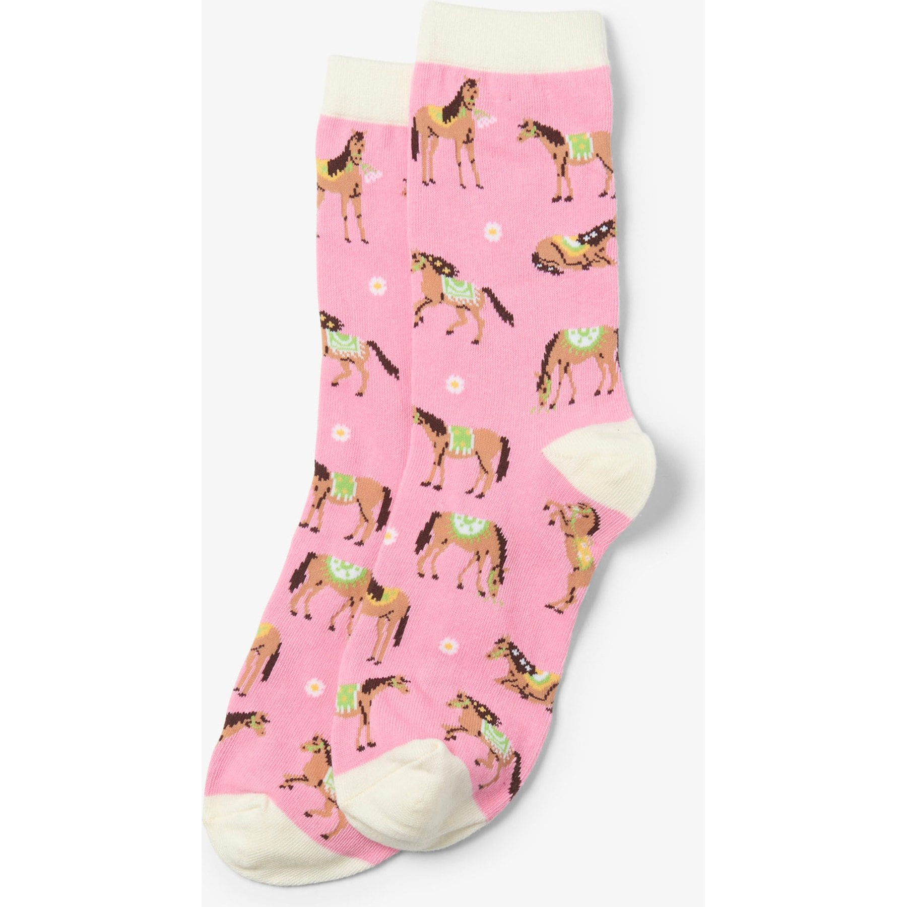 Little Blue House Country Horses Women's Crew Socks, Pink