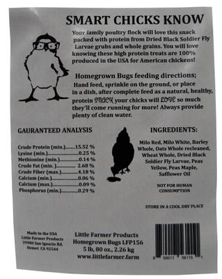 Show full view: Little Farmer Products Homegrown Bugs Black Soldier Fly Grubs & Grains Chicken Treats, 5-lb bag slide 6 of 7
