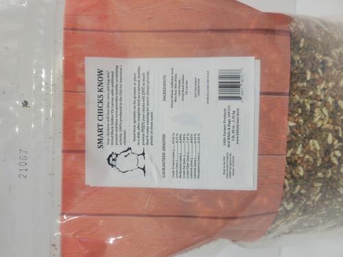 Show full view: Little Farmer Products Red White & BUGS! Black Soldier Fly Grubs, Blue Corn, Safflower Mix Chicken Treats, 3-lb bag slide 5 of 6