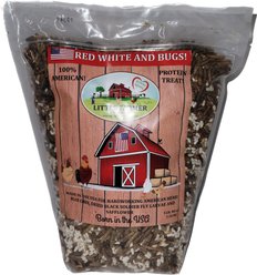 Little Farmer Products Red White & BUGS! Black Soldier Fly Grubs, Blue Corn, Safflower Mix Chicken Treats, 5-lb bag