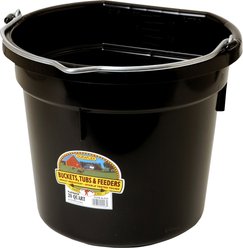 Little Giant Flat Back Plastic Bucket, Black, 20-qt