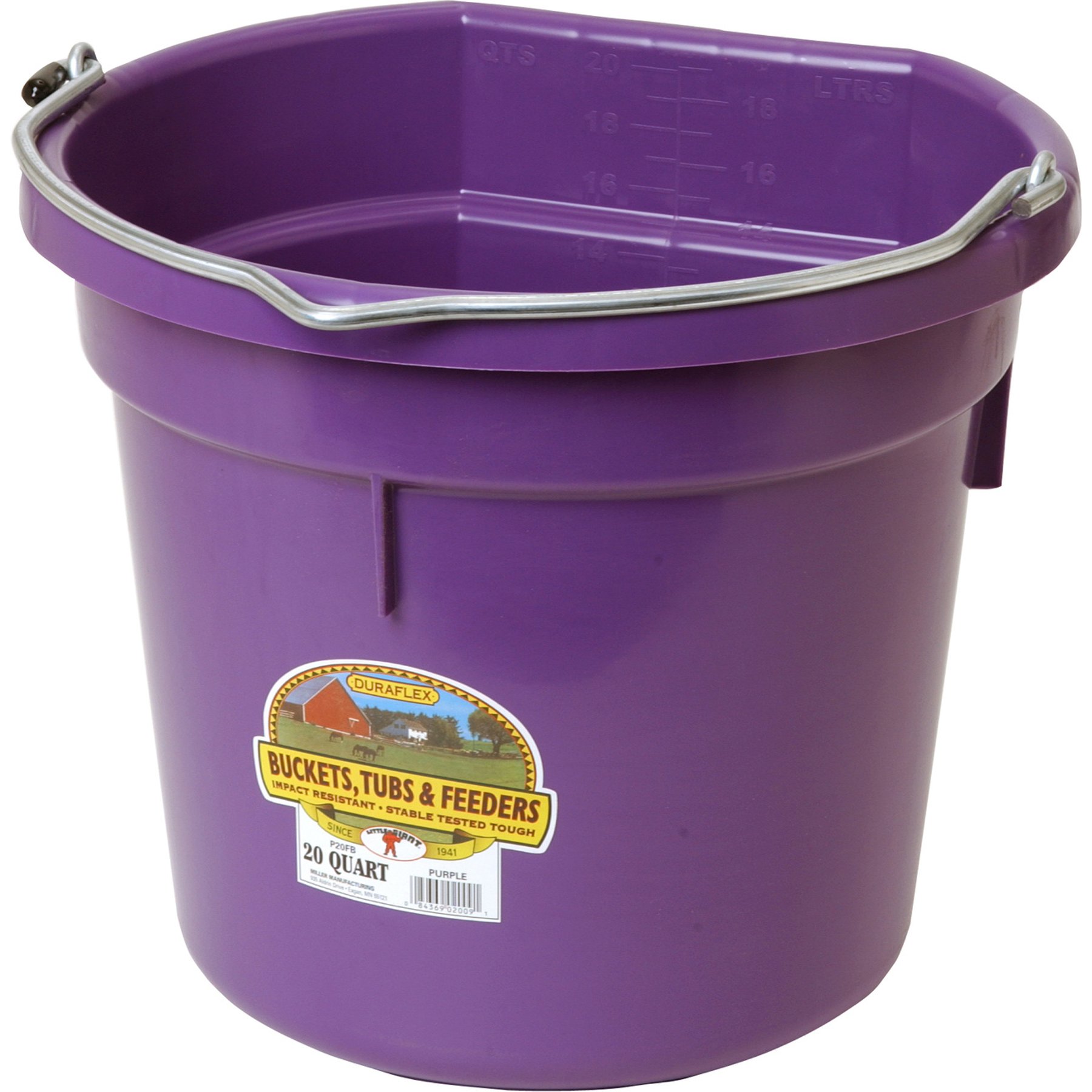 Little Giant Flat Back Plastic Bucket, Purple, 20-qt