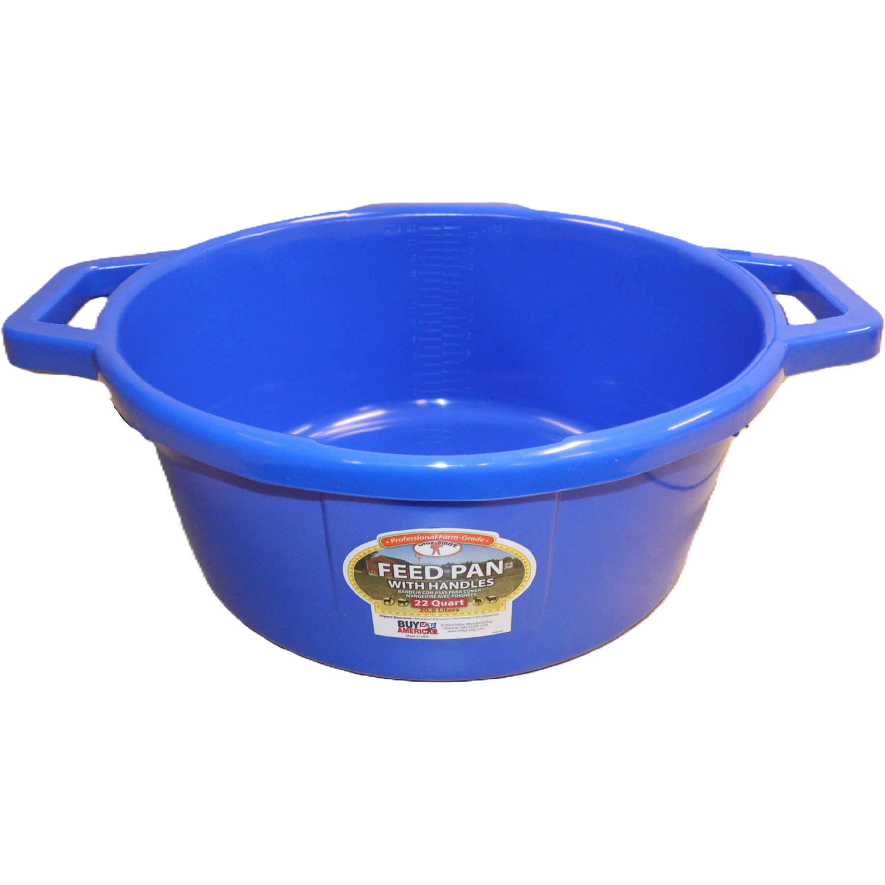 Little Giant Handled Pan Cattle Feeder, 22-qt, Blue