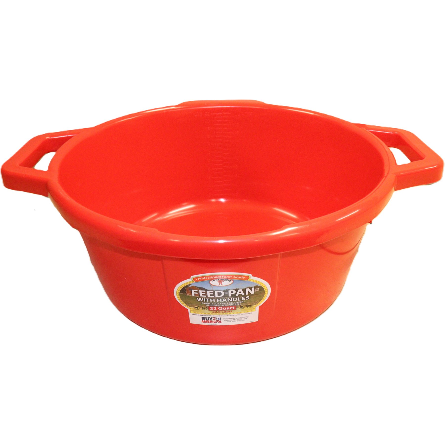Little Giant Handled Pan Cattle Feeder, 22-qt, Red