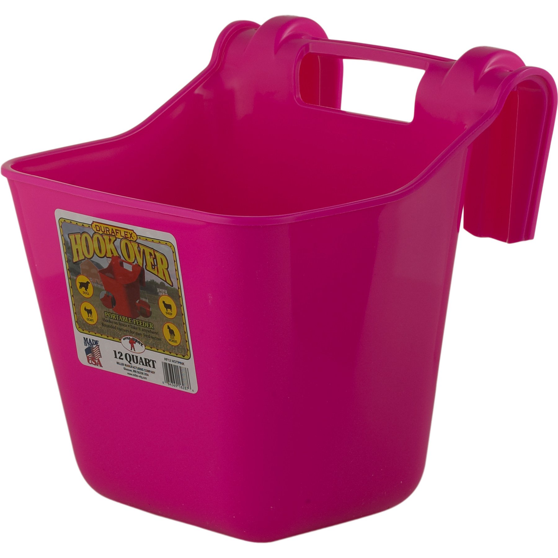 Little Giant Hook Over Economy Cattle Feeder, 12-qt, Hot Pink