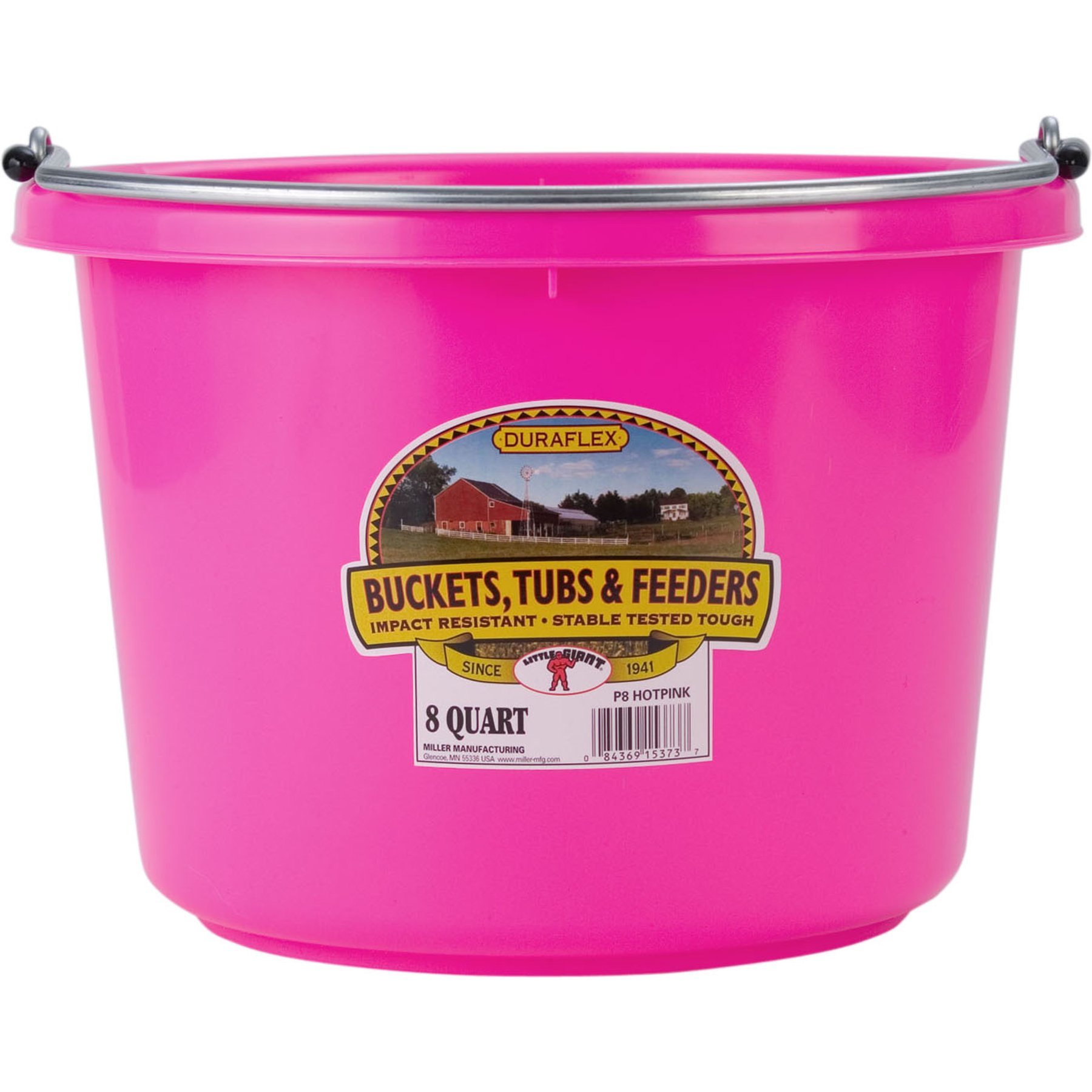 Little Giant Plastic Bucket, 8-qt, Hot Pink