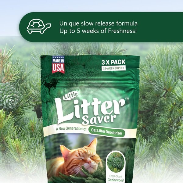 Little Litter Savers Natural Fresh Scent Cedarwood Cat Litter Deodorizer, 1-oz bag, 3 count