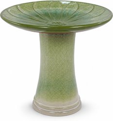 Little Pals Handmade Outdoor Ceramic Bird Bath & Feeder, 26-lb, Sage Green