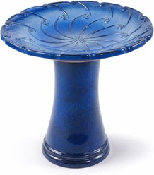 Little Pals Handmade Outdoor Ceramic Bird Bath & Feeder, 26-lb, Sapphire Blue