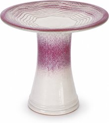 Little Pals Handmade Outdoor Ombre Ceramic Bird Bath & Feeder, 26-lb, Rose Pink