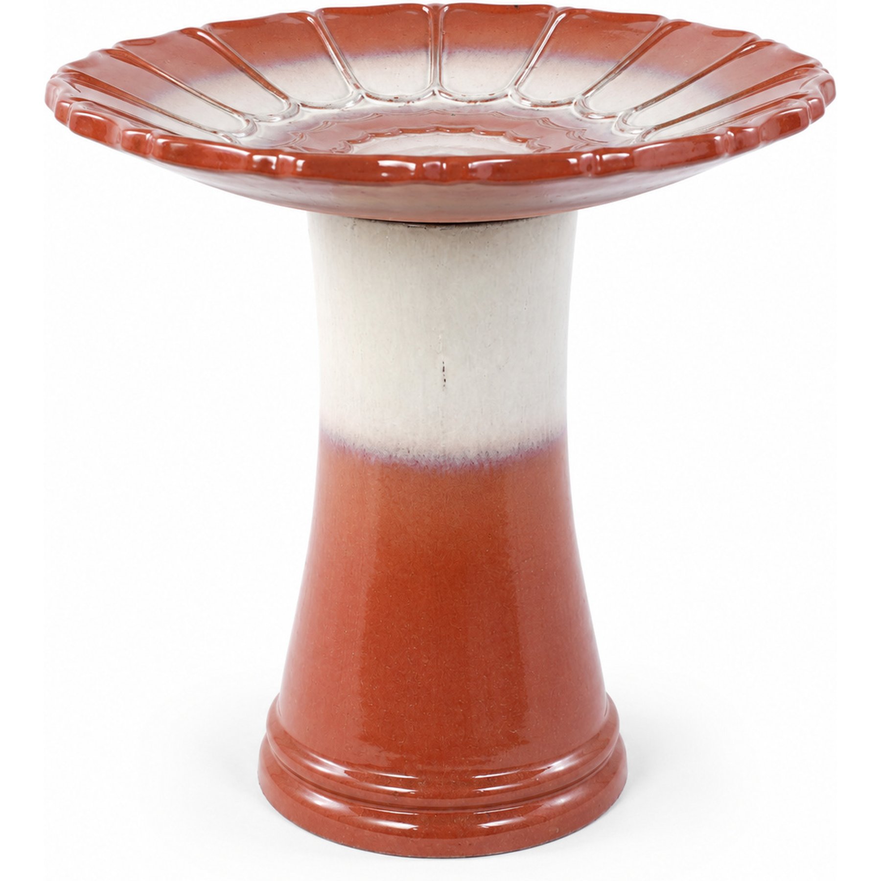 Little Pals Handmade Outdoor Ombre Ceramic Bird Bath & Feeder, 26-lb, Rust Red