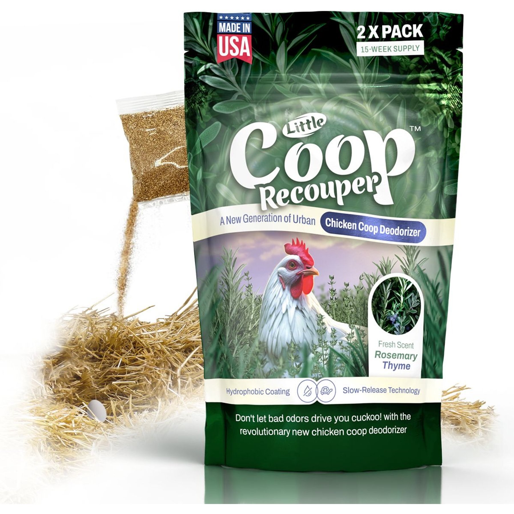 Little Savers Little Coop Recouper Chicken Coop Deodorizer, Fresh Scent Rosemary Thyme, 2-oz bag