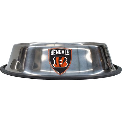 Littlearth Littlearth NFL Everyday Non-Skid Stainless Steel Dog & Cat Bowl, Cincinnati Bengals, Small: 1-cup