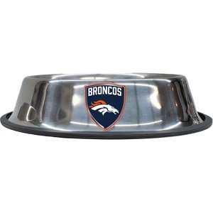 Littlearth Everyday Non-Skid Stainless Steel Dog & Cat Bowl, Denver Broncos, Small: 1-cup